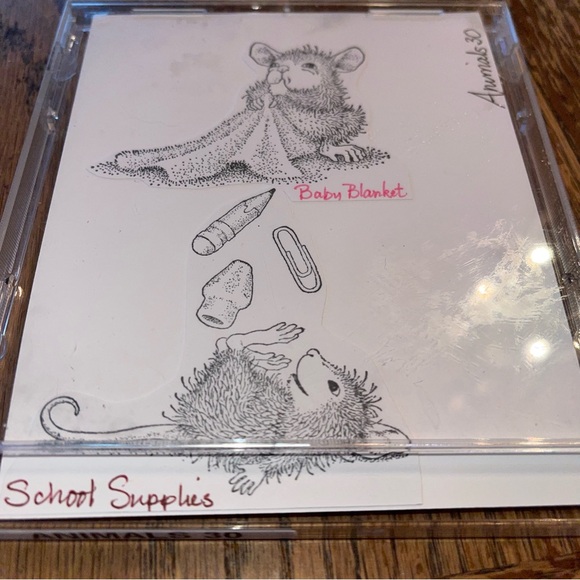 House Mouse Baby Blanket And School Supplies Cling Rubber Stamp Stampendous - Picture 5 of 5